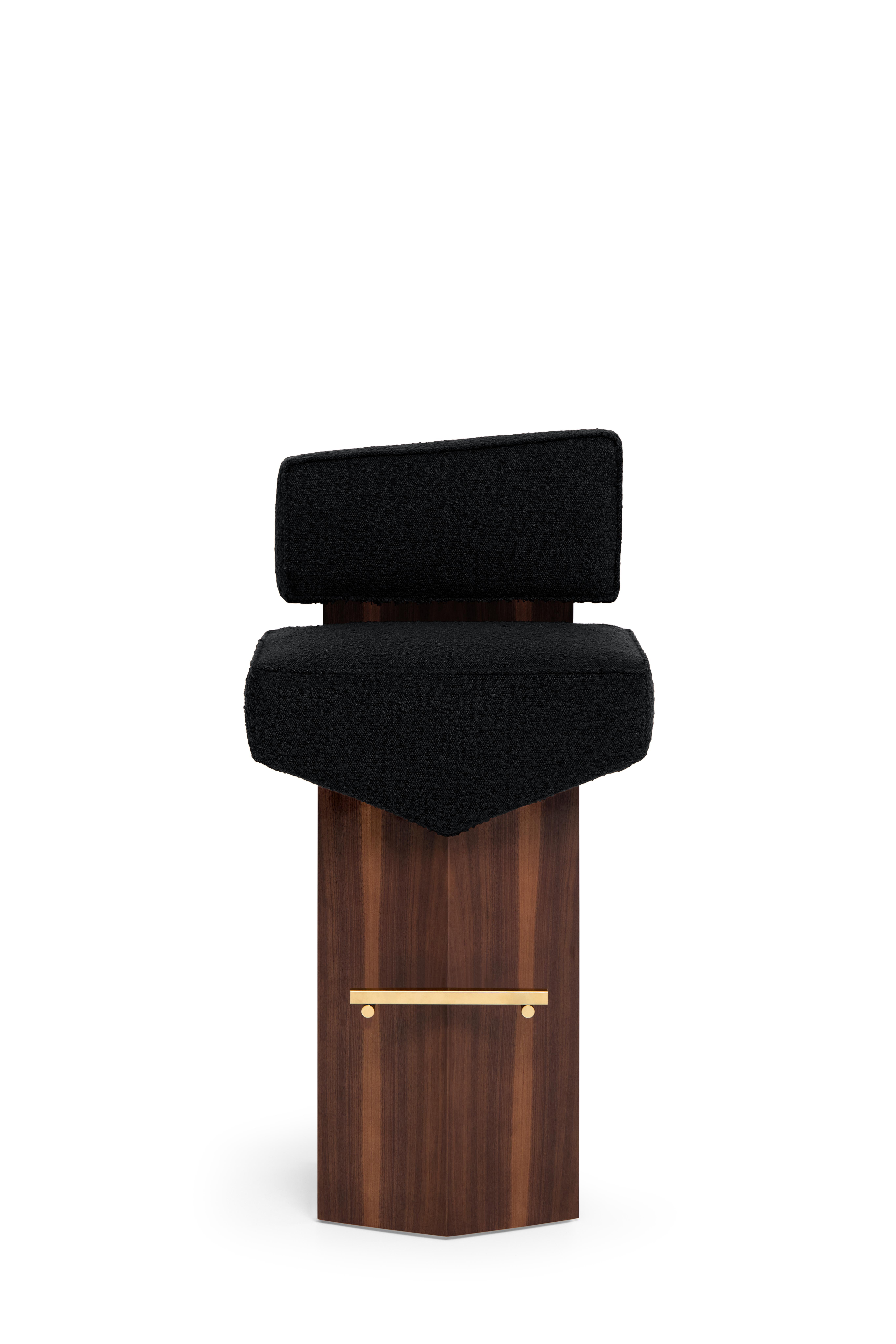 Contemporary Stool 'Divergent' by Marta Delgado, Walnut, Atlantic In New Condition For Sale In Paris, IDF