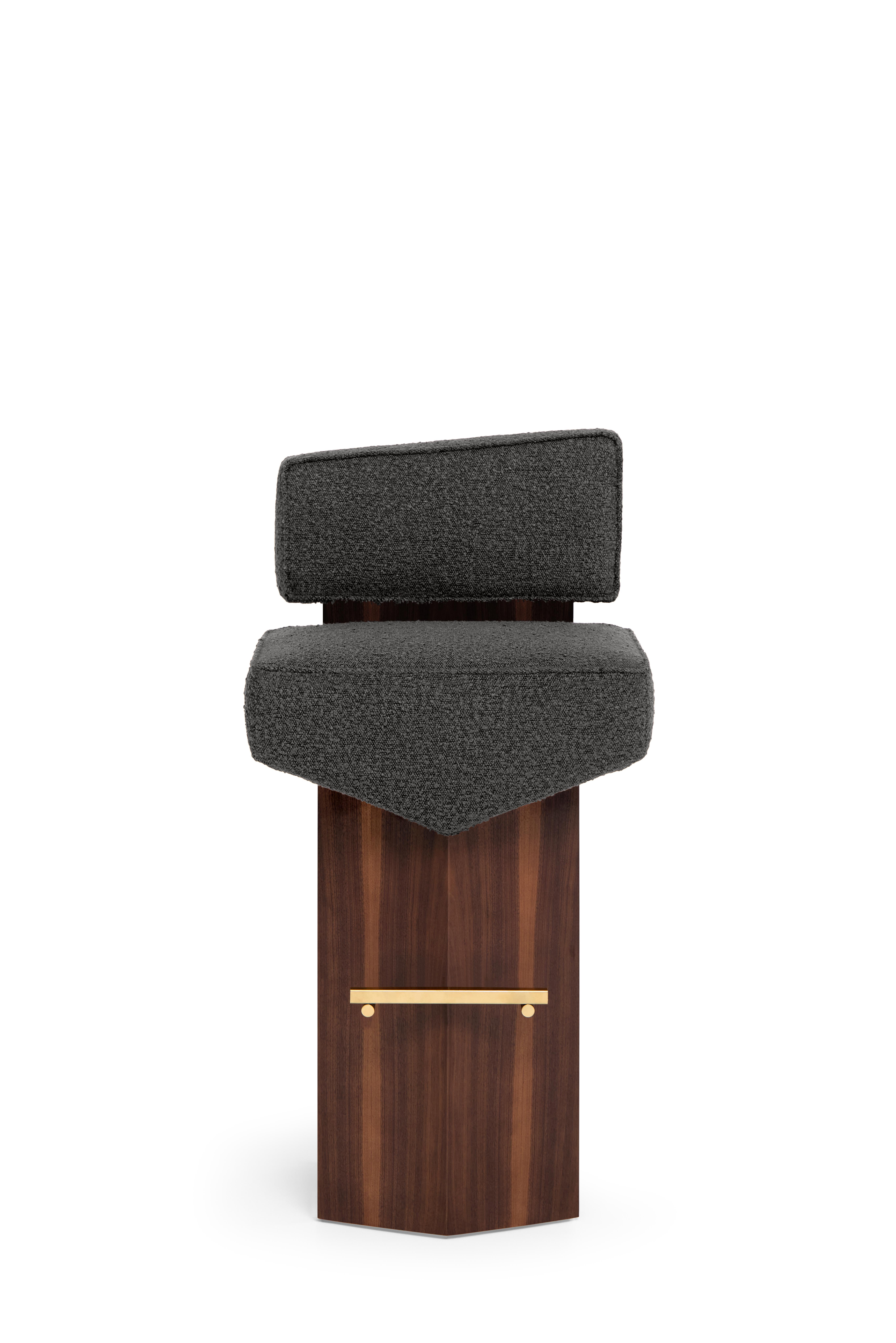 Contemporary Stool 'Divergent' by Marta Delgado, Walnut, Atlantic For Sale 1