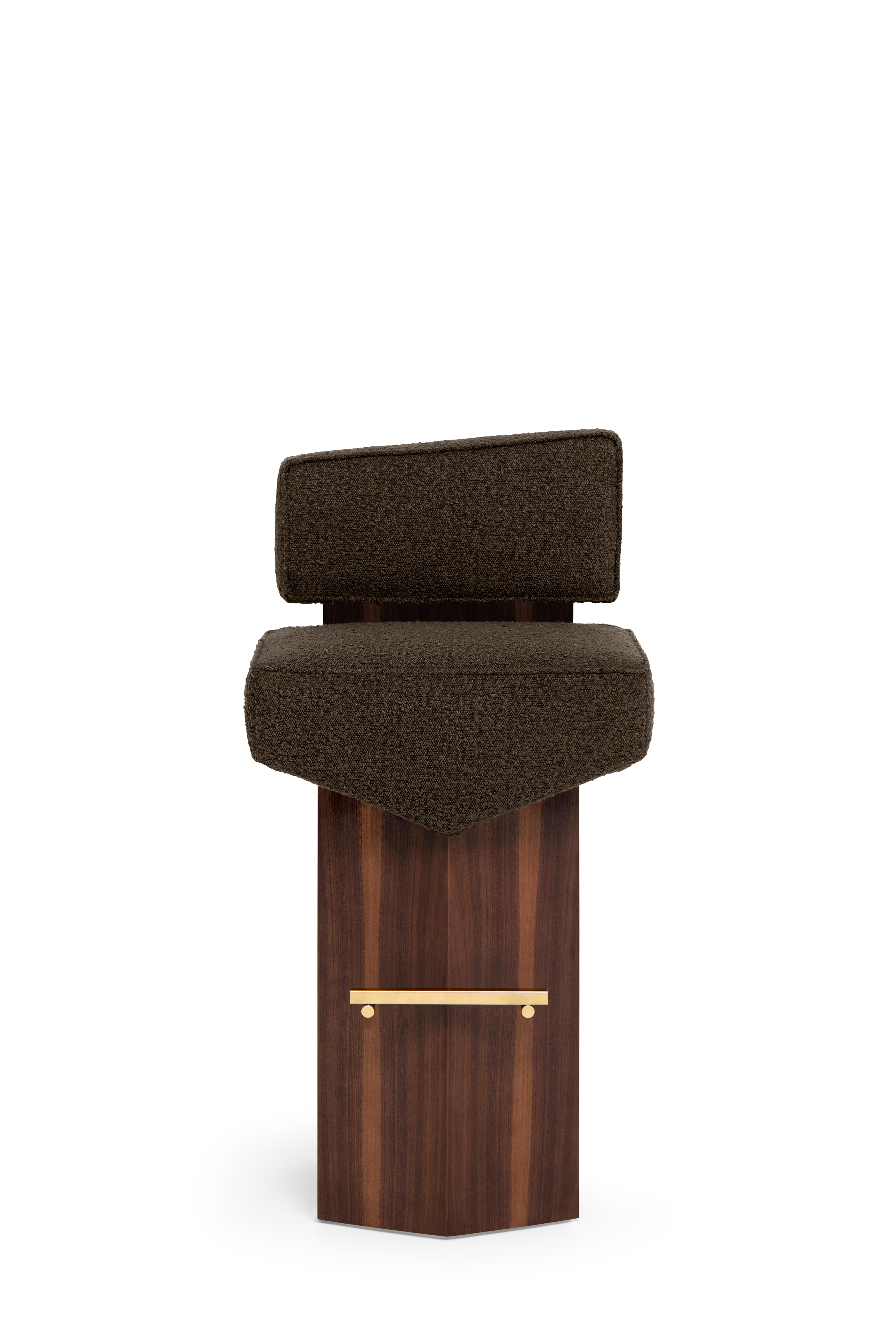 Contemporary Stool 'Divergent' by Marta Delgado, Walnut, Atlantic For Sale 2