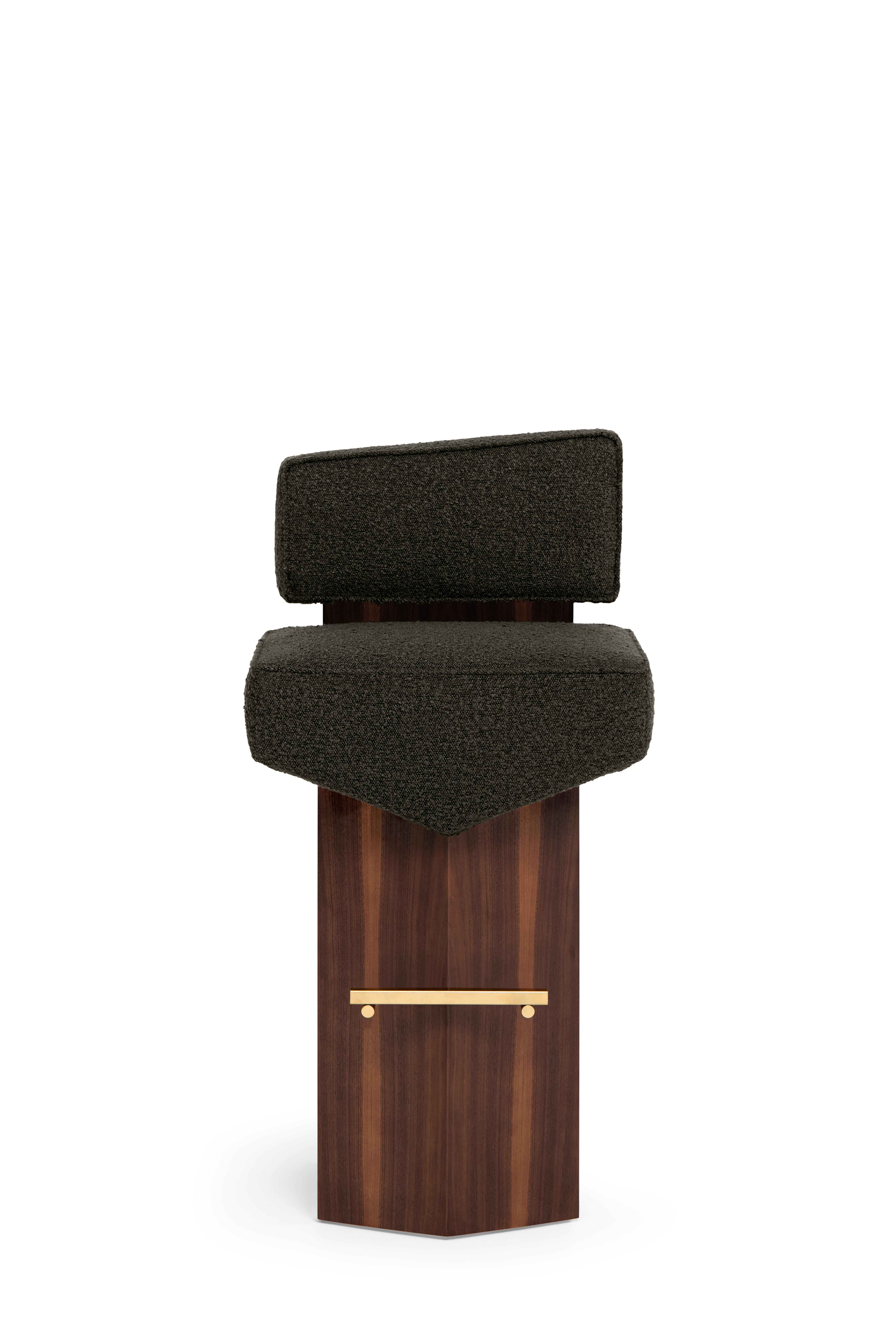 Contemporary Stool 'Divergent' by Marta Delgado, Walnut, Atlantic For Sale 3