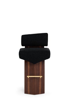 Contemporary Stool 'Divergent' by Marta Delgado, Walnut, Black