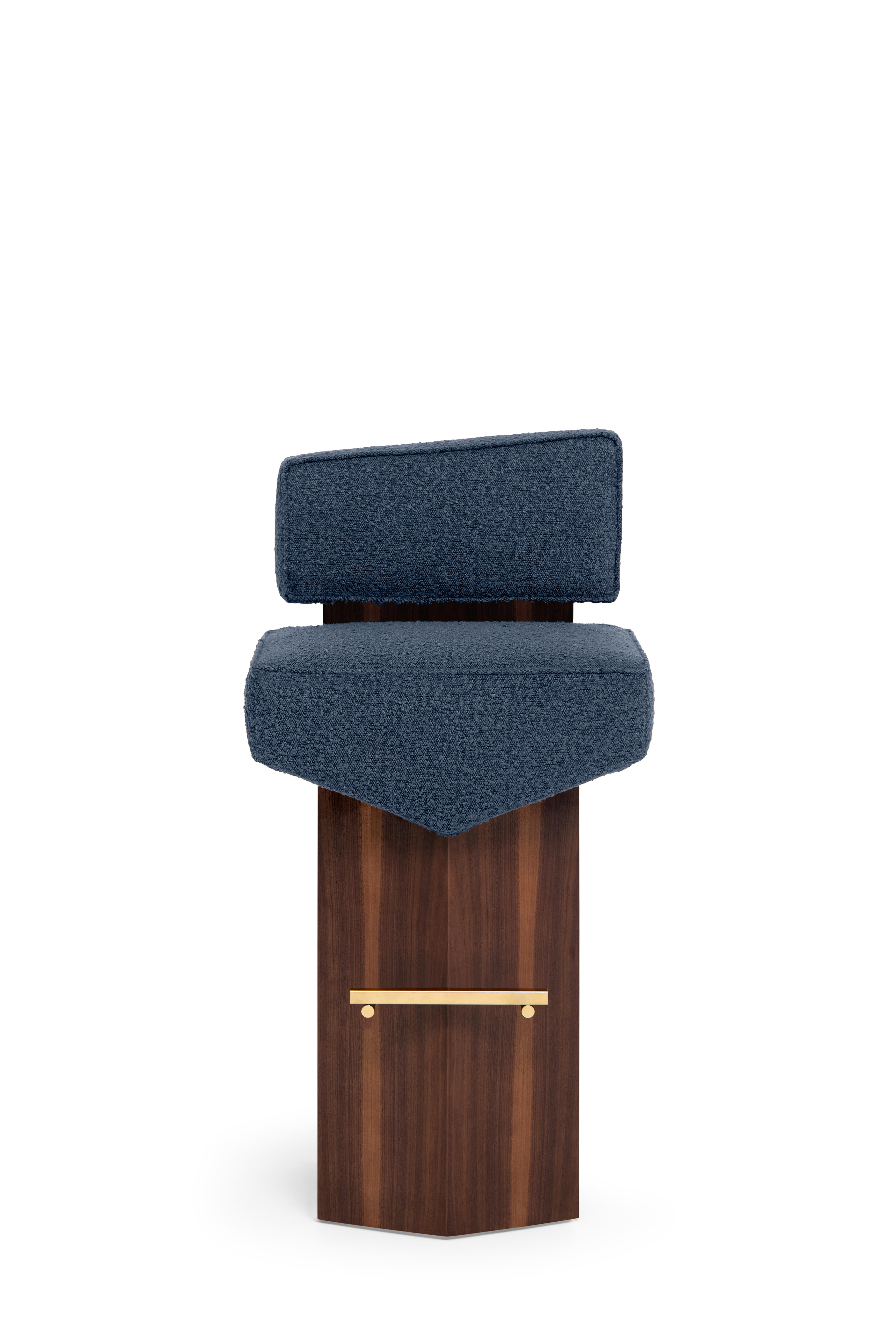 Portuguese Contemporary Stool 'Divergent' by Marta Delgado, Walnut, Black For Sale