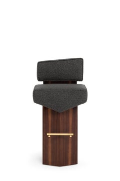 Contemporary Stool 'Divergent' by Marta Delgado, Walnut, Graphite