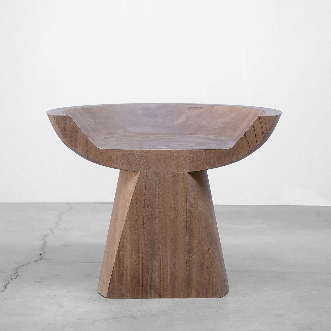 Modern Contemporary Stool in African Walnut, Throne by Arno Declercq For Sale