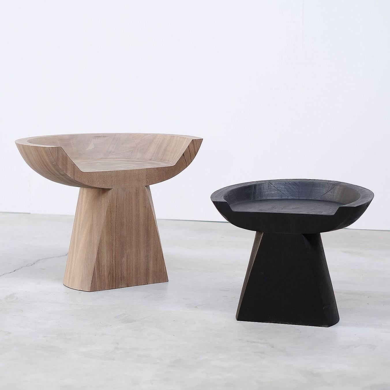 Belgian Contemporary Stool in African Walnut, Throne by Arno Declercq For Sale