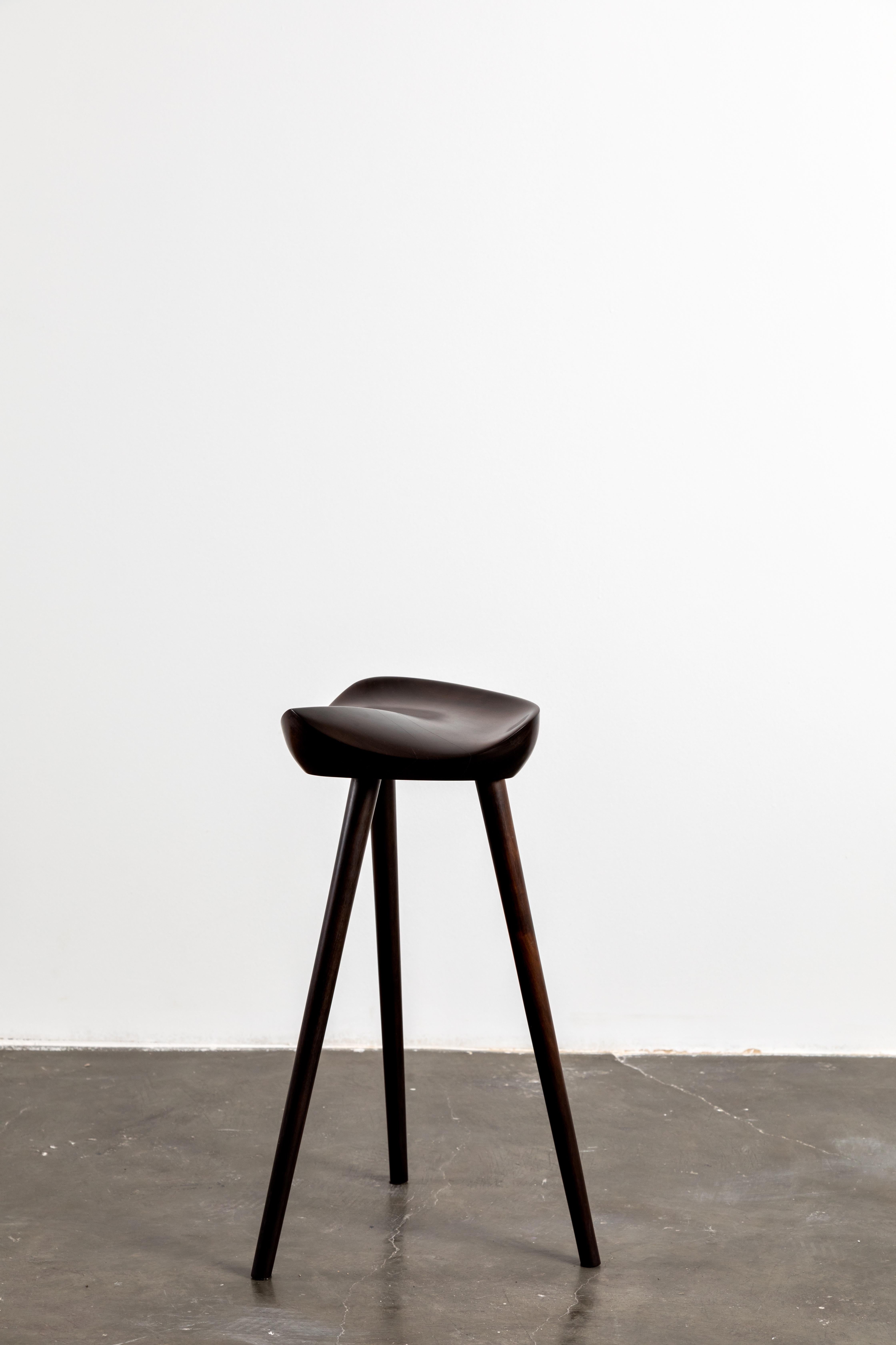 Hand-Crafted Stool in Brazilian Black Brauna Hardwood Special Edition
