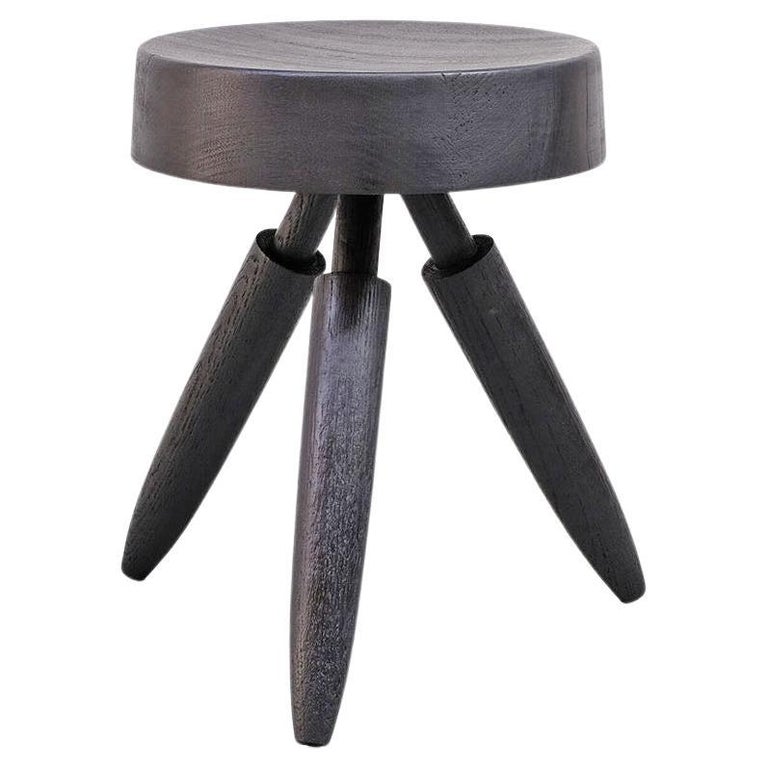 Contemporary Stool in Burnet Walnut, Senufo Tabouret by Arno Declercq For Sale