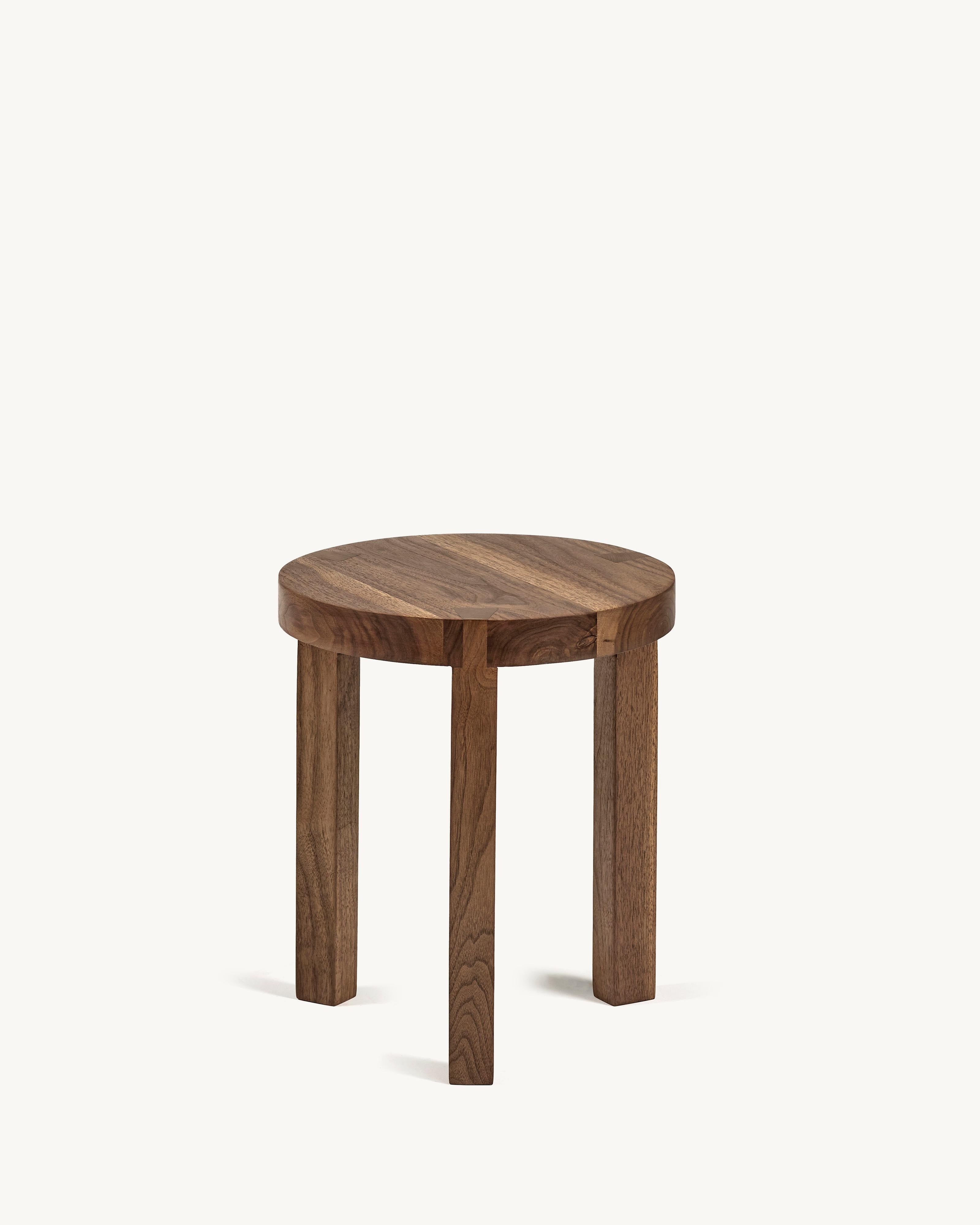 Contemporary Stool in Walnut 'Solid' by Atelier 365 x Valerie Objects For Sale 1