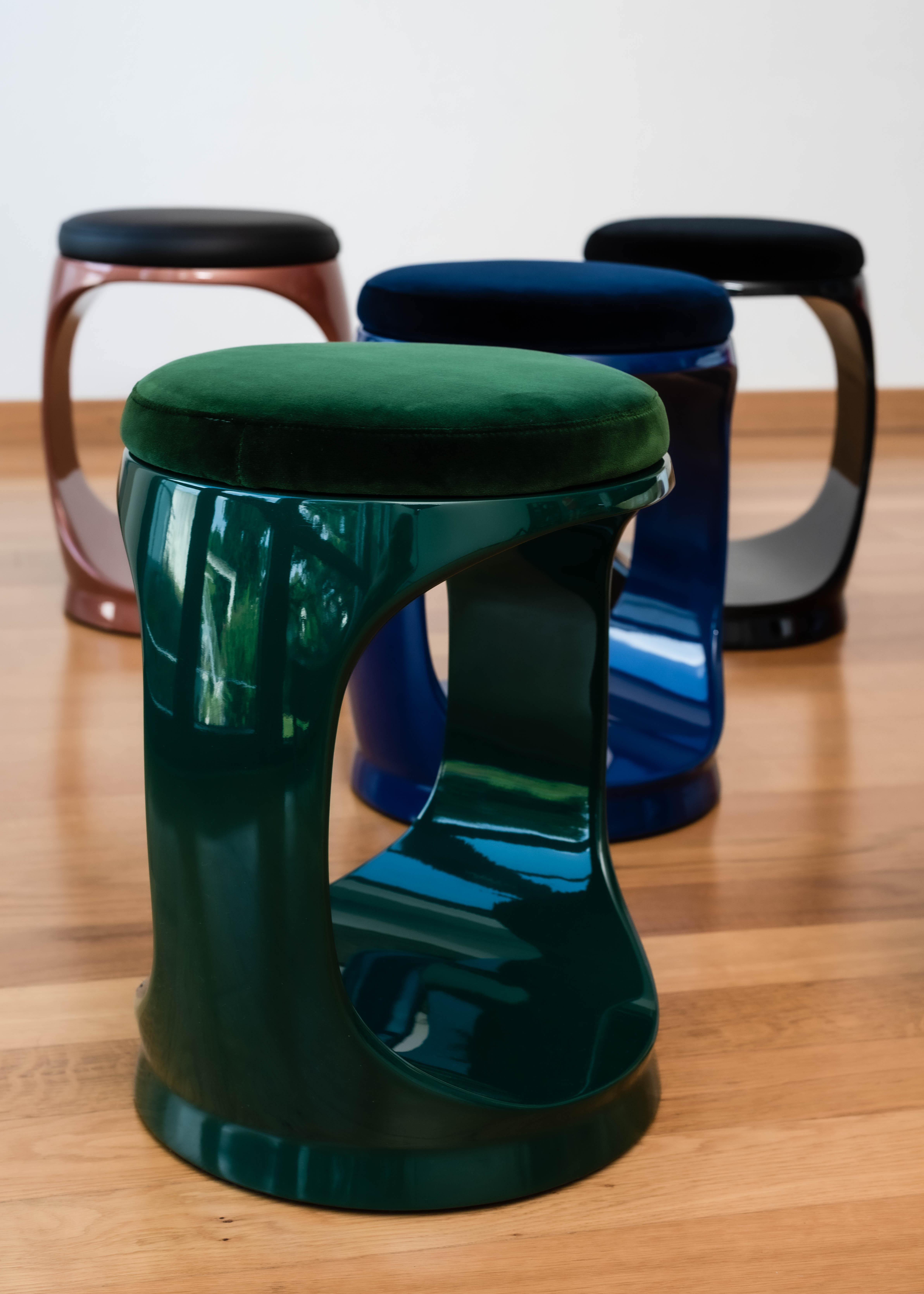 Sgabello contemporaneo made in Italy Signet Ring Forest Green, Pouf Sedute in vendita 2