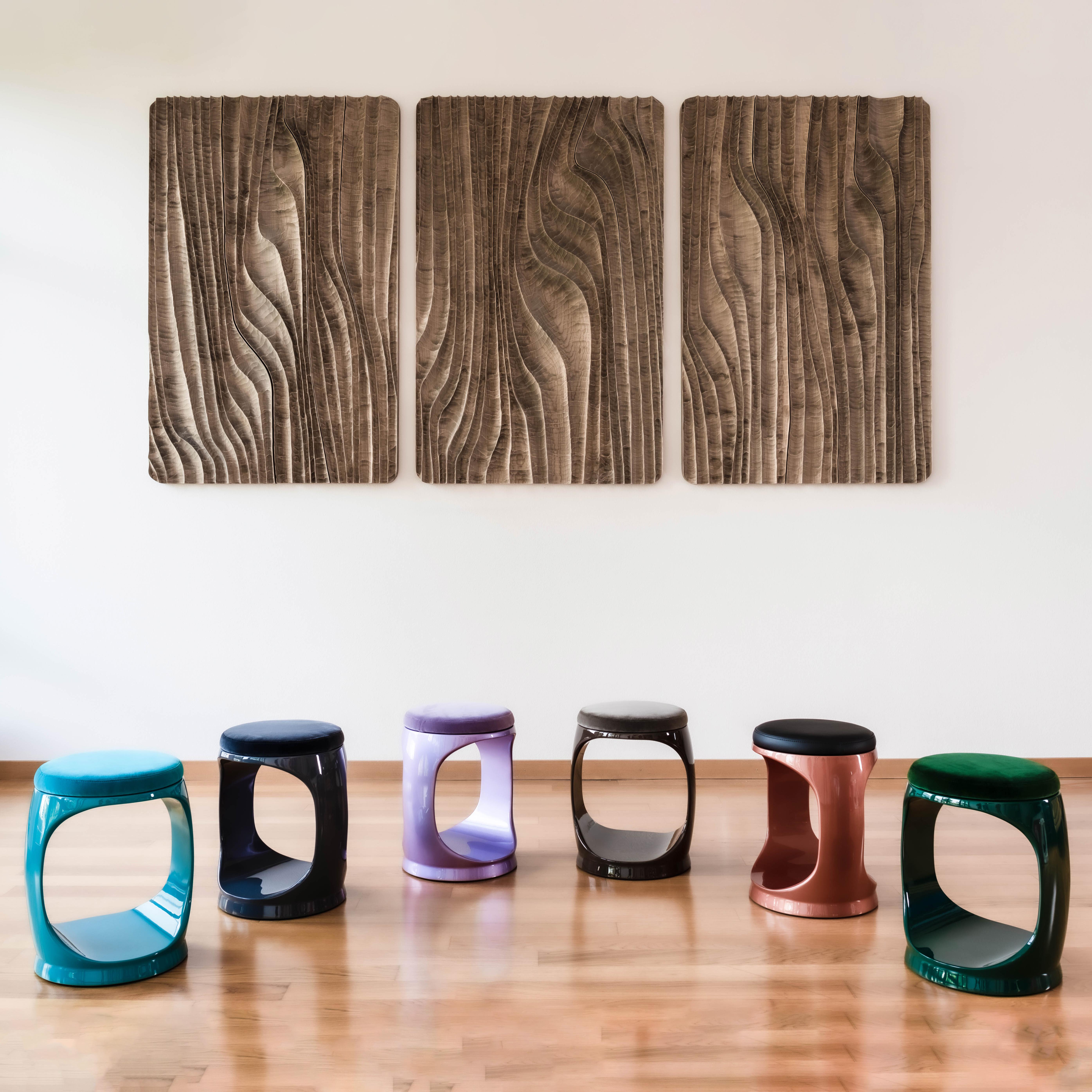Sgabello contemporaneo made in Italy Signet Ring Forest Green, Pouf Sedute in vendita 5
