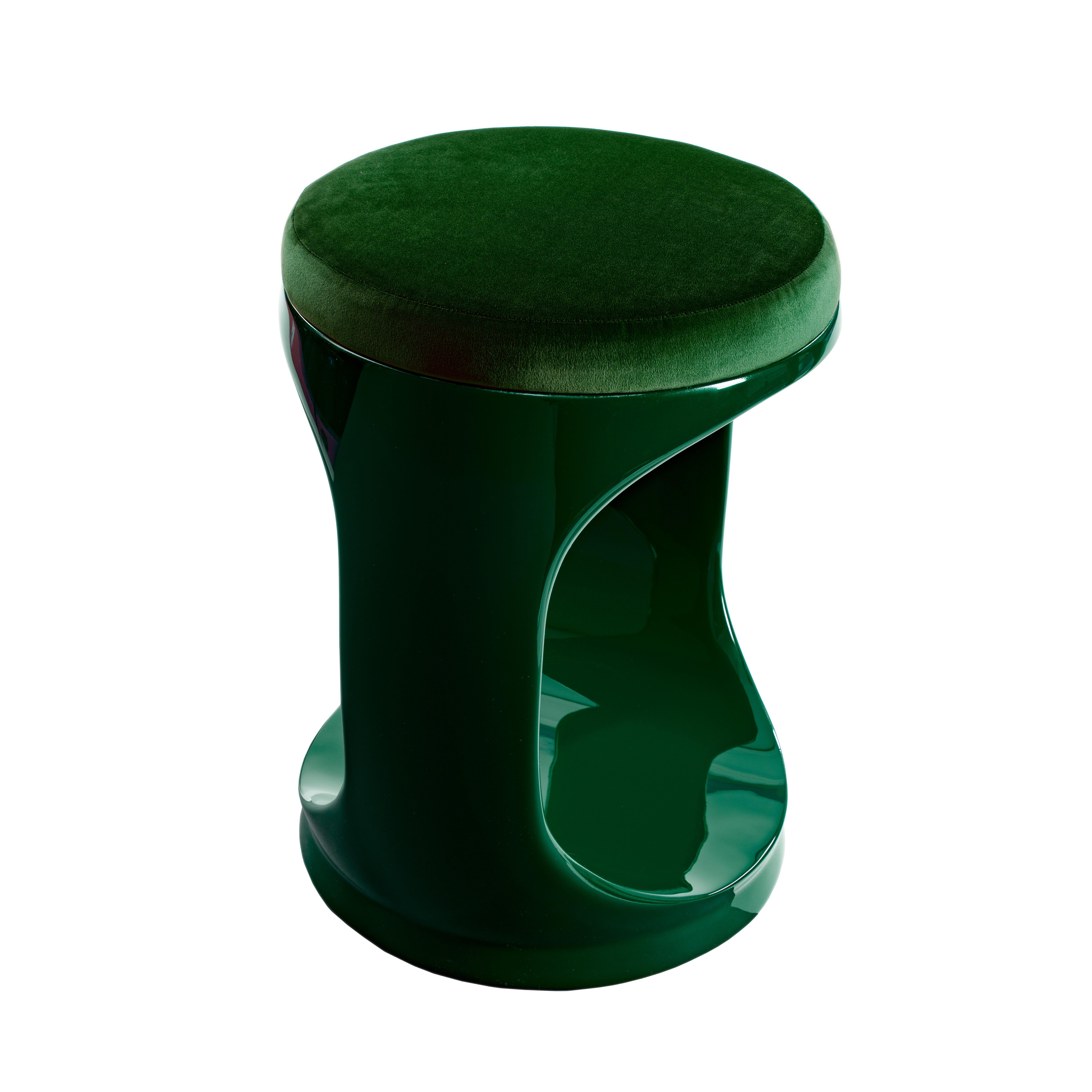 Italiano Sgabello contemporaneo made in Italy Signet Ring Forest Green, Pouf Sedute in vendita
