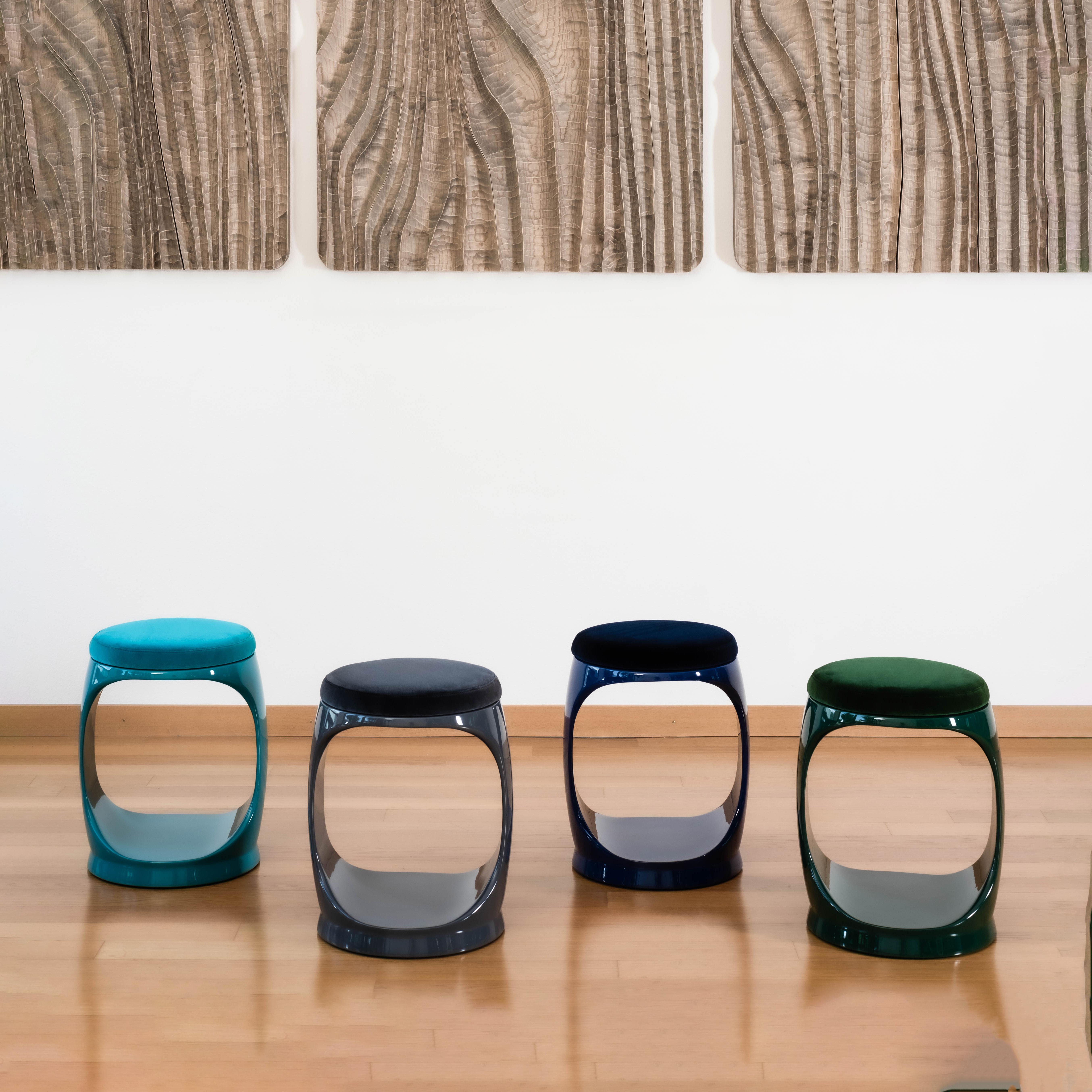 Stampato Sgabello contemporaneo made in Italy Signet Ring Forest Green, Pouf Sedute in vendita