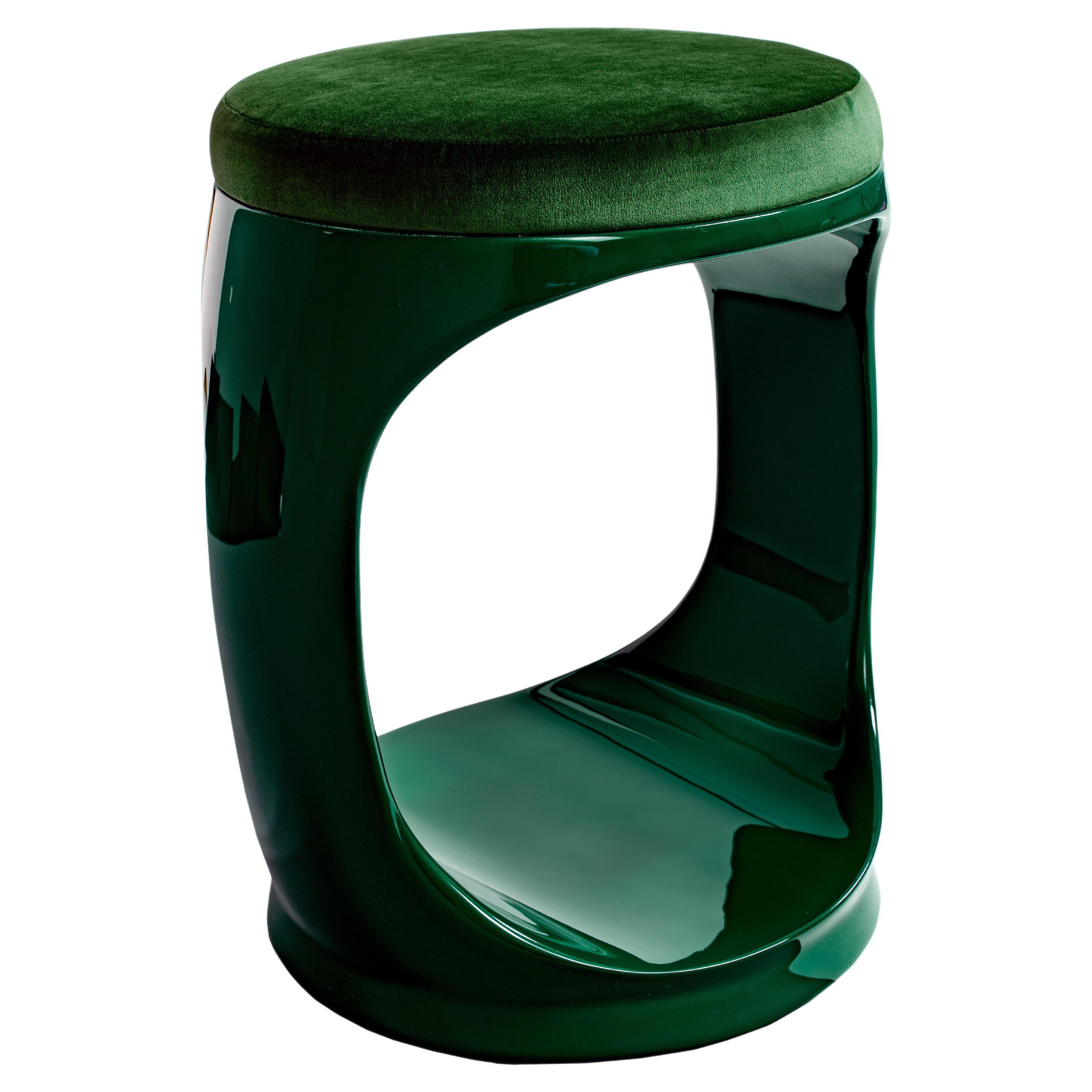 Sgabello contemporaneo made in Italy Signet Ring Forest Green, Pouf Sedute in vendita