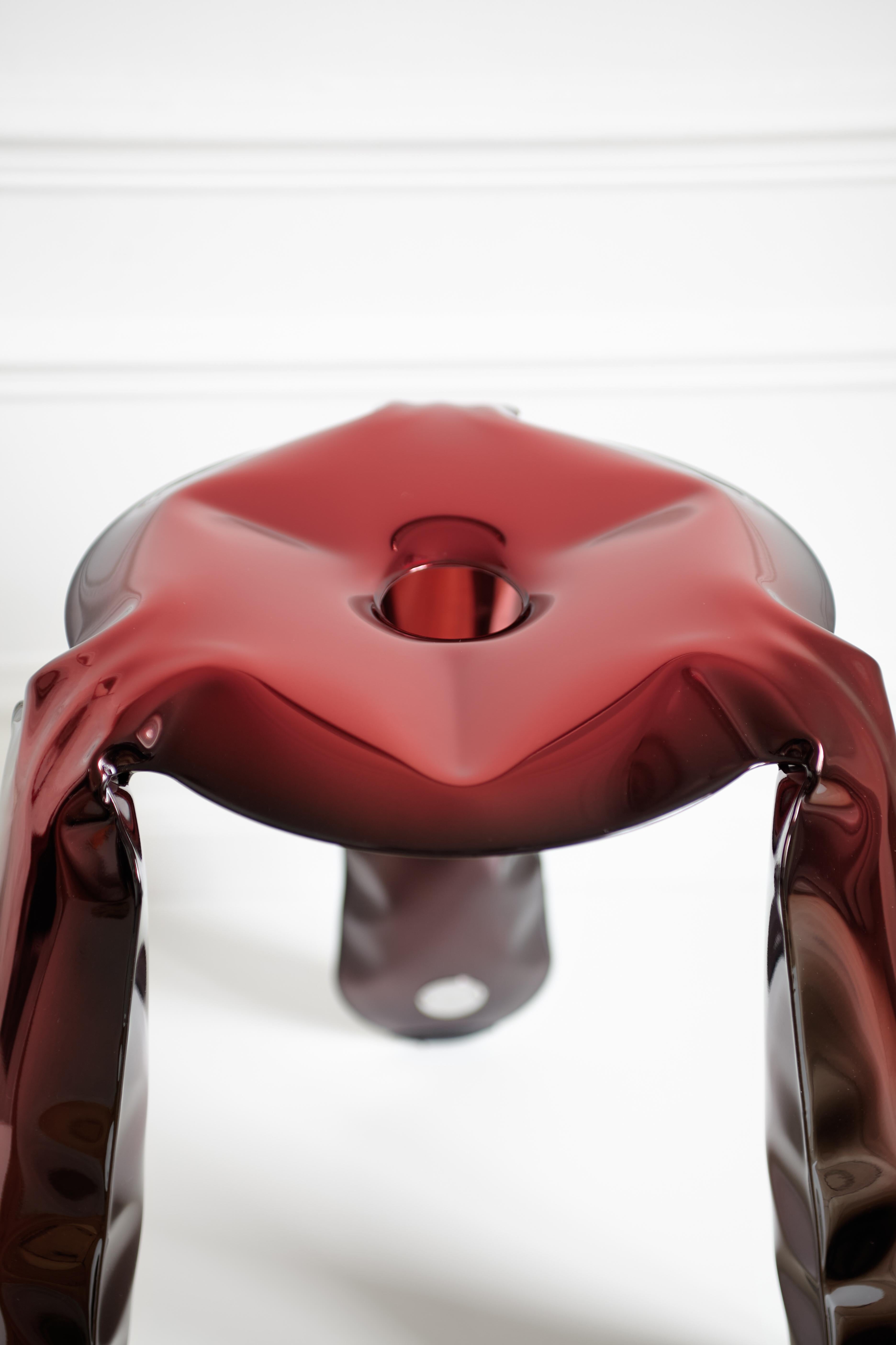 Industrial Contemporary Stool 'Plopp' by Zieta, Rubin Red For Sale