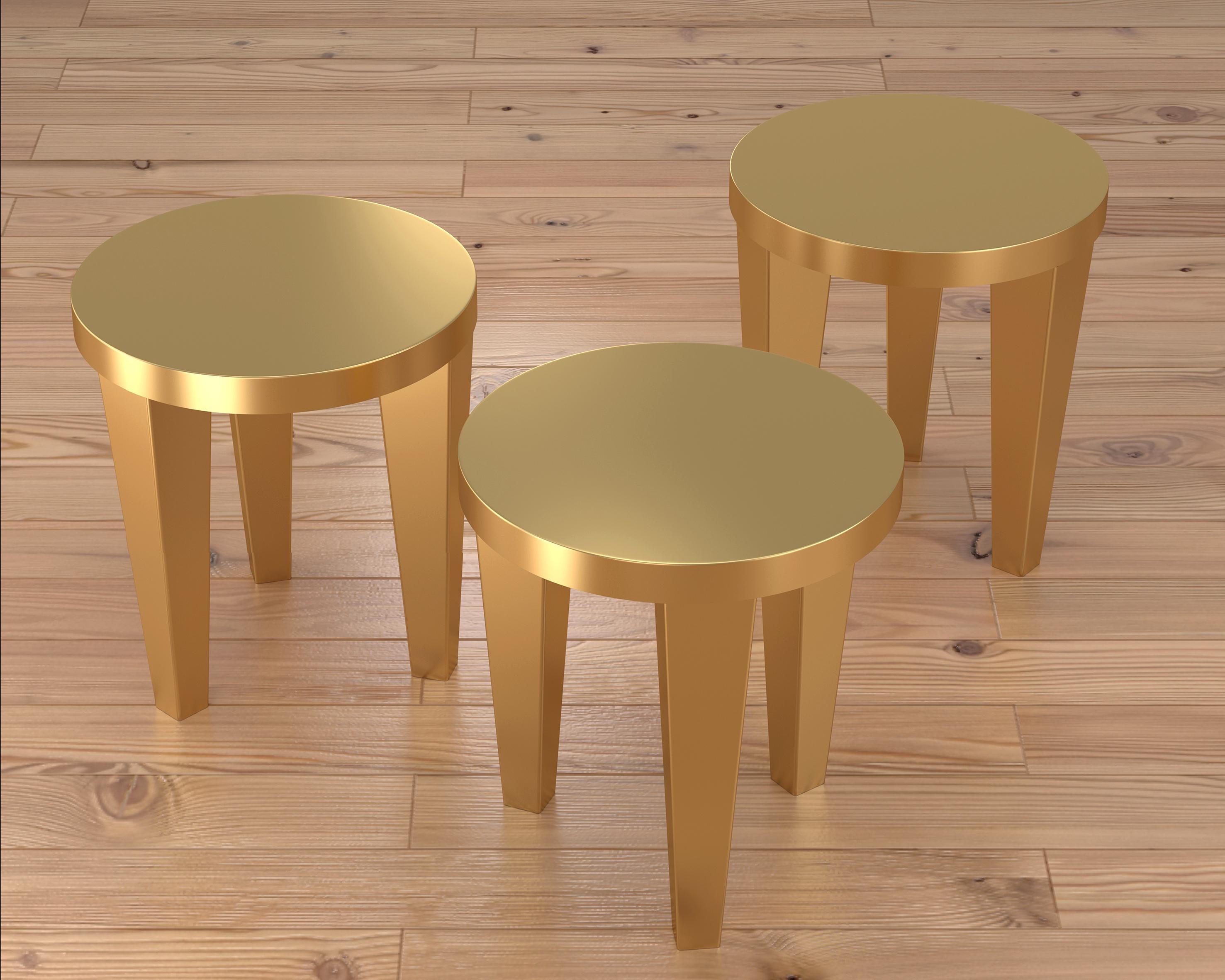 Lacquered Contemporary Stool Rose Gold Bob Aluminium by Chapel Petrassi For Sale