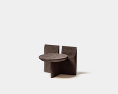 Contemporary Stool 'Tabi' by Obstacles, Solid Oak, Coffee, H.20