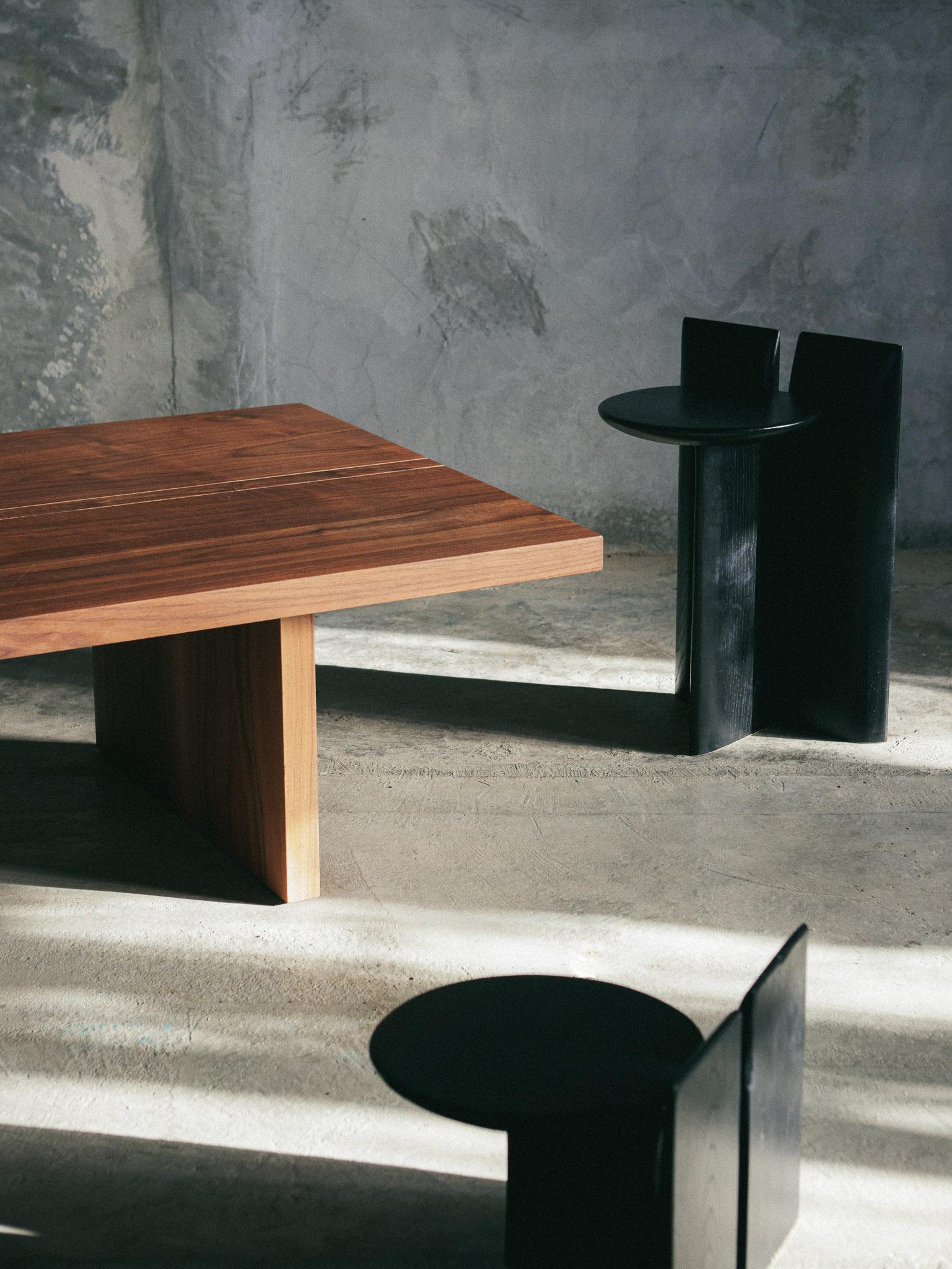 Contemporary Stool 'Tabi' by Obstacles, Solid Oak, Coffee, H.20 In New Condition For Sale In Paris, IDF