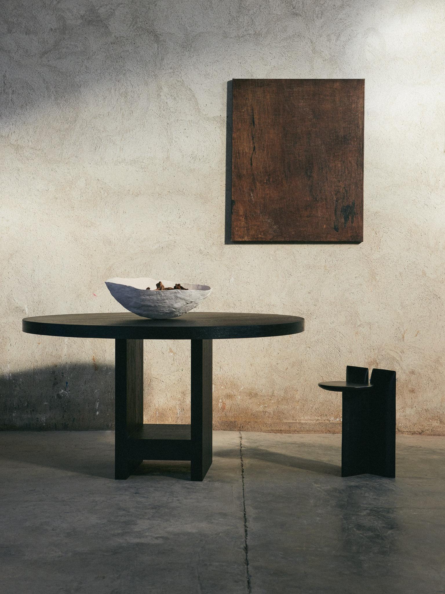 Wood Contemporary Stool 'Tabi' by Obstacles, Solid Oak, Coffee, H.20 For Sale