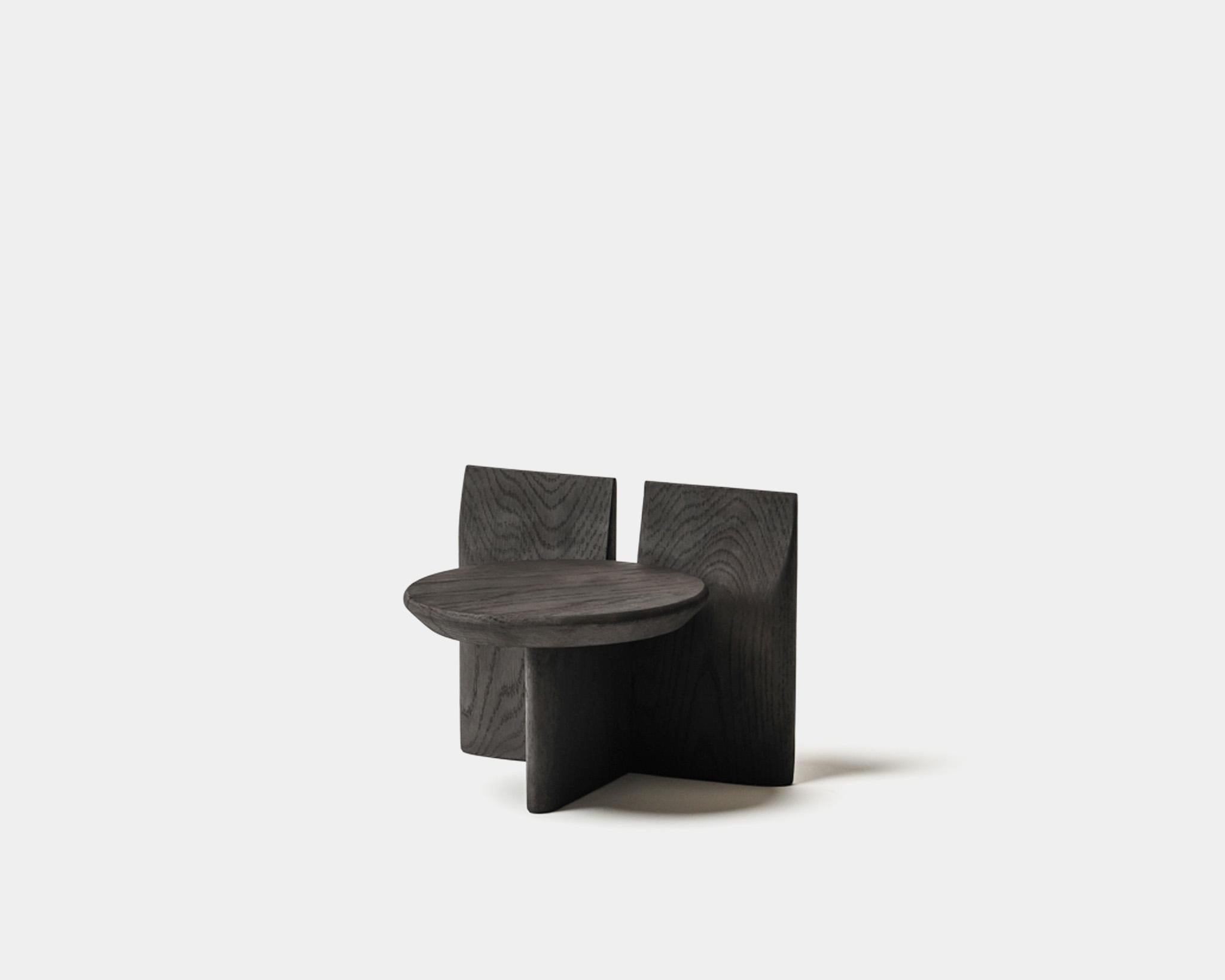 Contemporary Stool 'Tabi' by Obstacles, Solid Oak, Coffee, H.20 For Sale 2