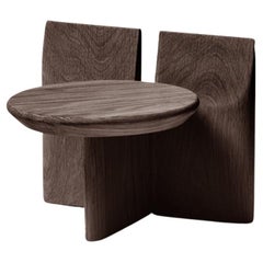 Contemporary Stool 'Tabi' by Obstacles, Solid Oak, Coffee, H.20