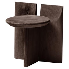 Contemporary Stool 'Tabi' by Obstacles, Solid Oak, Coffee, H.30