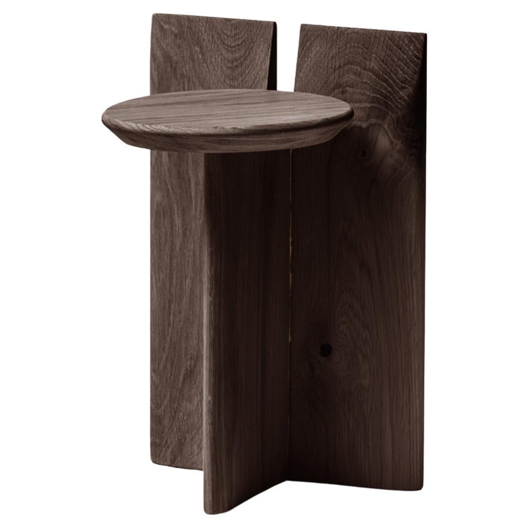Contemporary Stool 'Tabi' by Obstacles, Solid Oak, Coffee, H.45