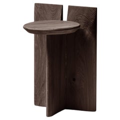 Contemporary Stool 'Tabi' by Obstacles, Solid Oak, Coffee, H.45
