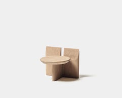 Contemporary Stool 'Tabi' by Obstacles, Solid Oak, Natural, H.20