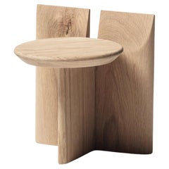 Contemporary Stool 'Tabi' by Obstacles, Solid Oak, Natural, H.30