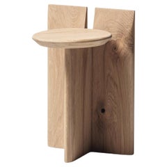 Contemporary Stool 'Tabi' by Obstacles, Solid Oak, Natural, H.45