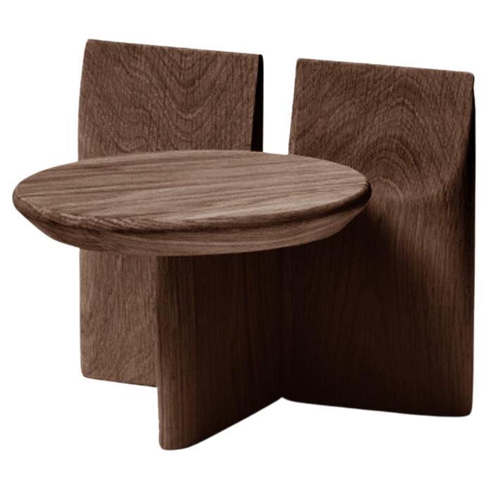 Contemporary Stool 'Tabi' by Obstacles, Solid Oak, Umber, H.20