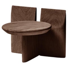 Contemporary Stool 'Tabi' by Obstacles, Solid Oak, Umber, H.20
