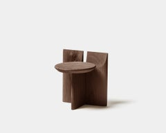 Contemporary Stool 'Tabi' by Obstacles, Solid Oak, Umber, H.30