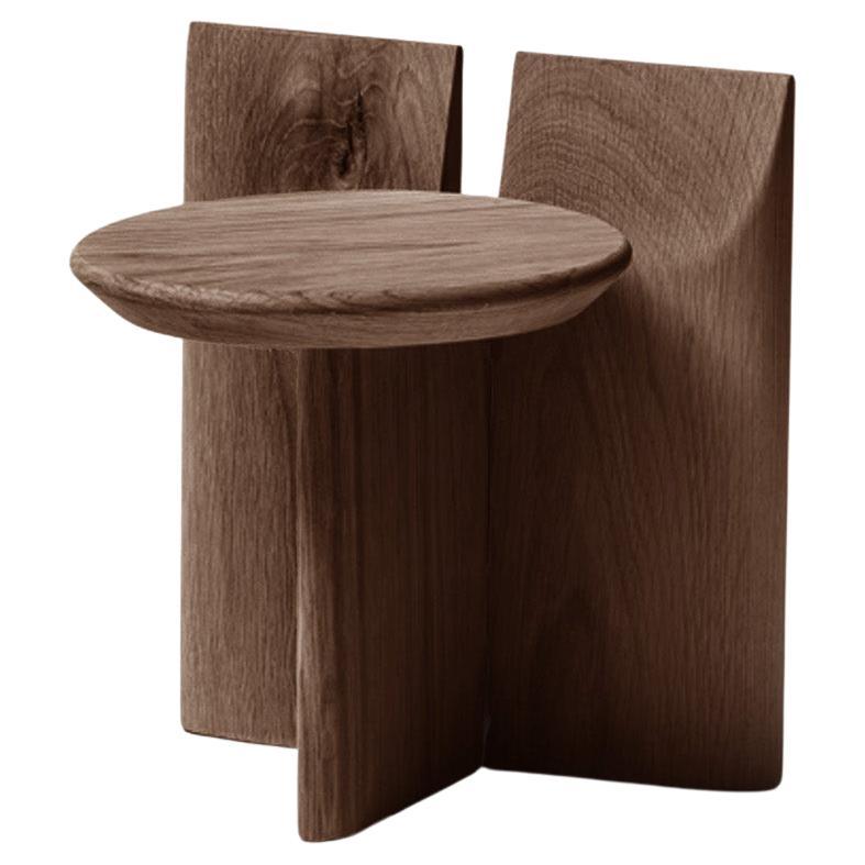 Contemporary Stool 'Tabi' by Obstacles, Solid Oak, Umber, H.30 For Sale