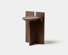 Contemporary Stool 'Tabi' by Obstacles, Solid Oak, Umber, H.45