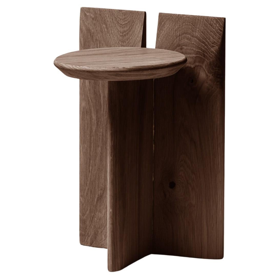 Contemporary Stool 'Tabi' by Obstacles, Solid Oak, Umber, H.45