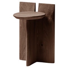 Contemporary Stool 'Tabi' by Obstacles, Solid Oak, Umber, H.45