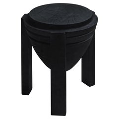 Contemporary Stool 'Taurz' in Burnt Wood by Carmworks, Customizable