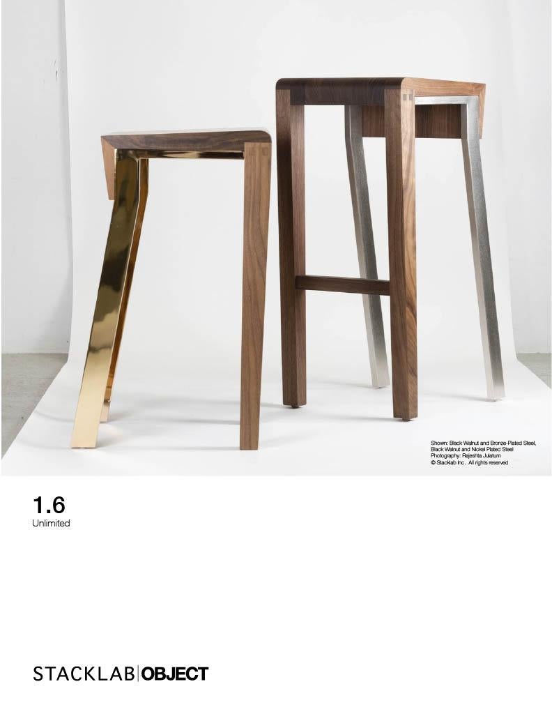 Contemporary Counter-Height Stool, Walnut or Oak by Stacklab 3