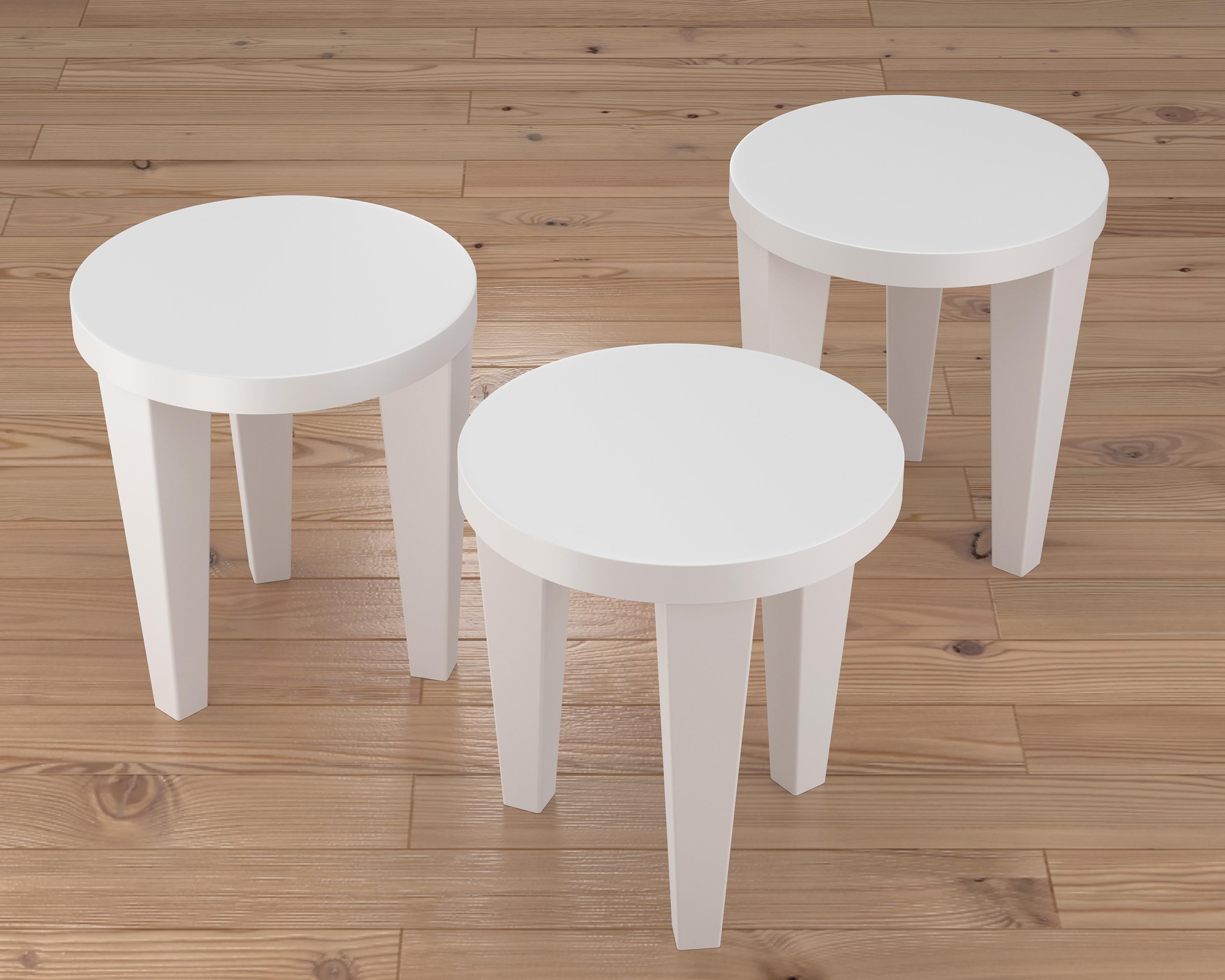 Bob is a contemporary stool suitable as a seat, a side table or a storage unit.

Its geometric structure comprises a round seat supported by three sculptural-section legs.

Bob is entirely made of wood and handcrafted in Italy.

Bob is available in