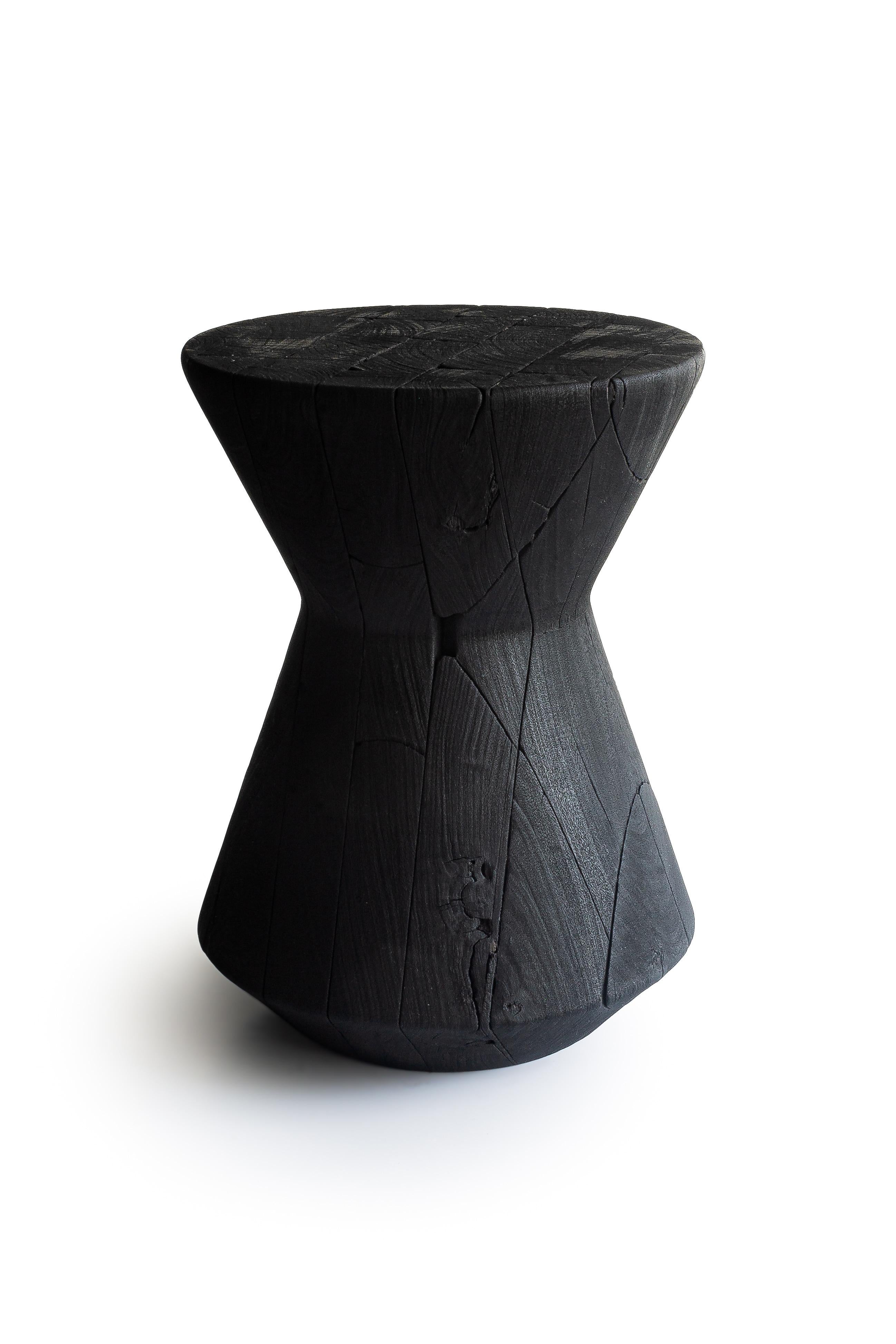 Organic Modern Contemporary Stool 'Yakisugi' by Carmworks, Burnt Wood For Sale