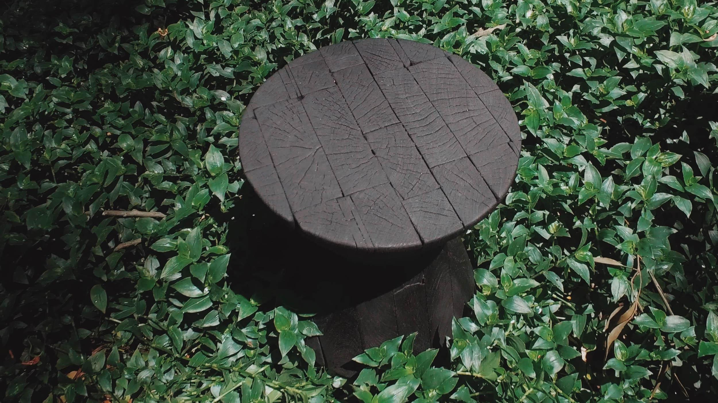 Contemporary Stool 'Yakisugi' by Carmworks, Burnt Wood For Sale 2