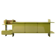 Contemporary Storage Unit by Hessentia in Green Laquered Wood with metal detail