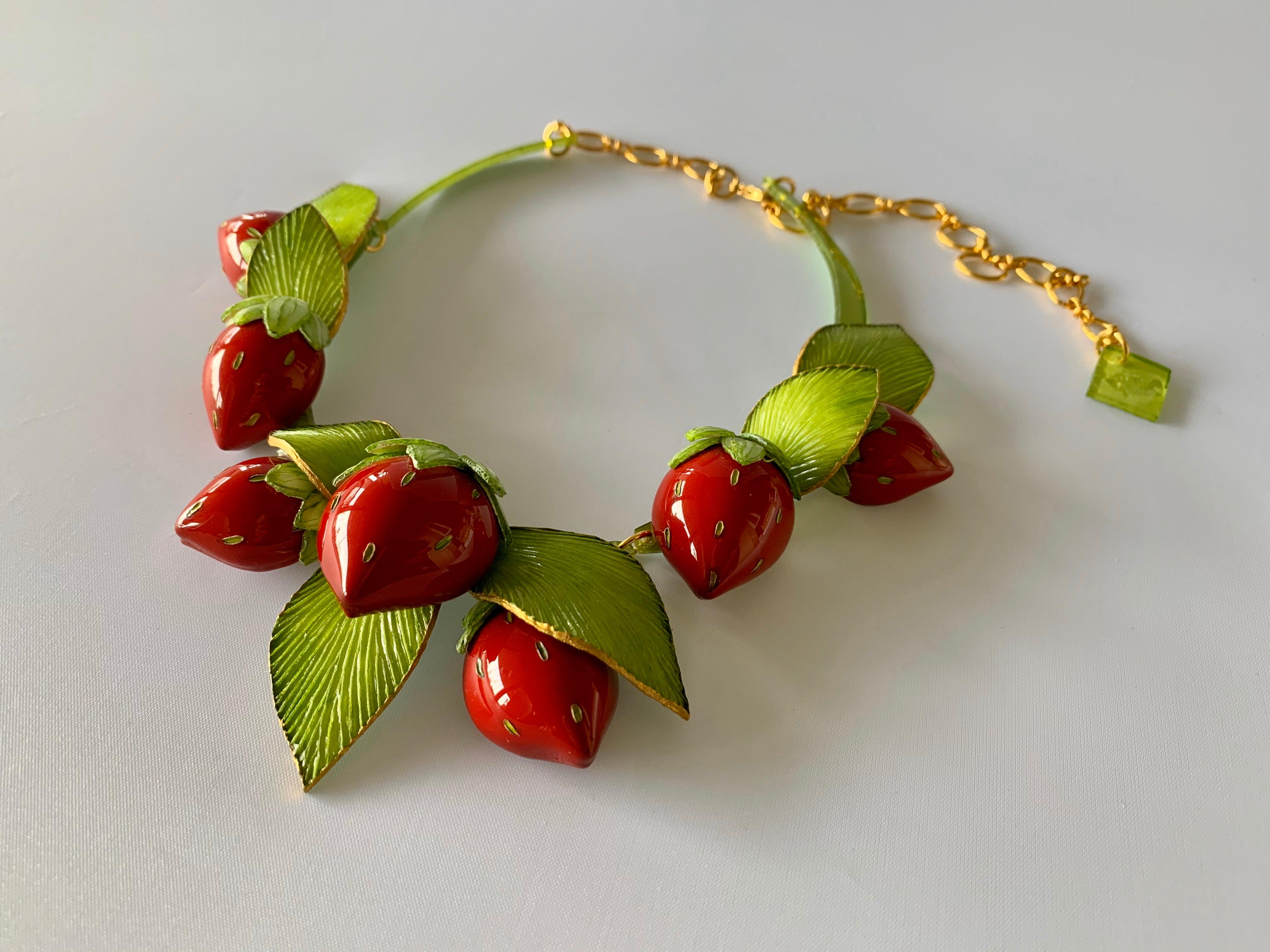 Contemporary  Strawberry Statement Necklace 6