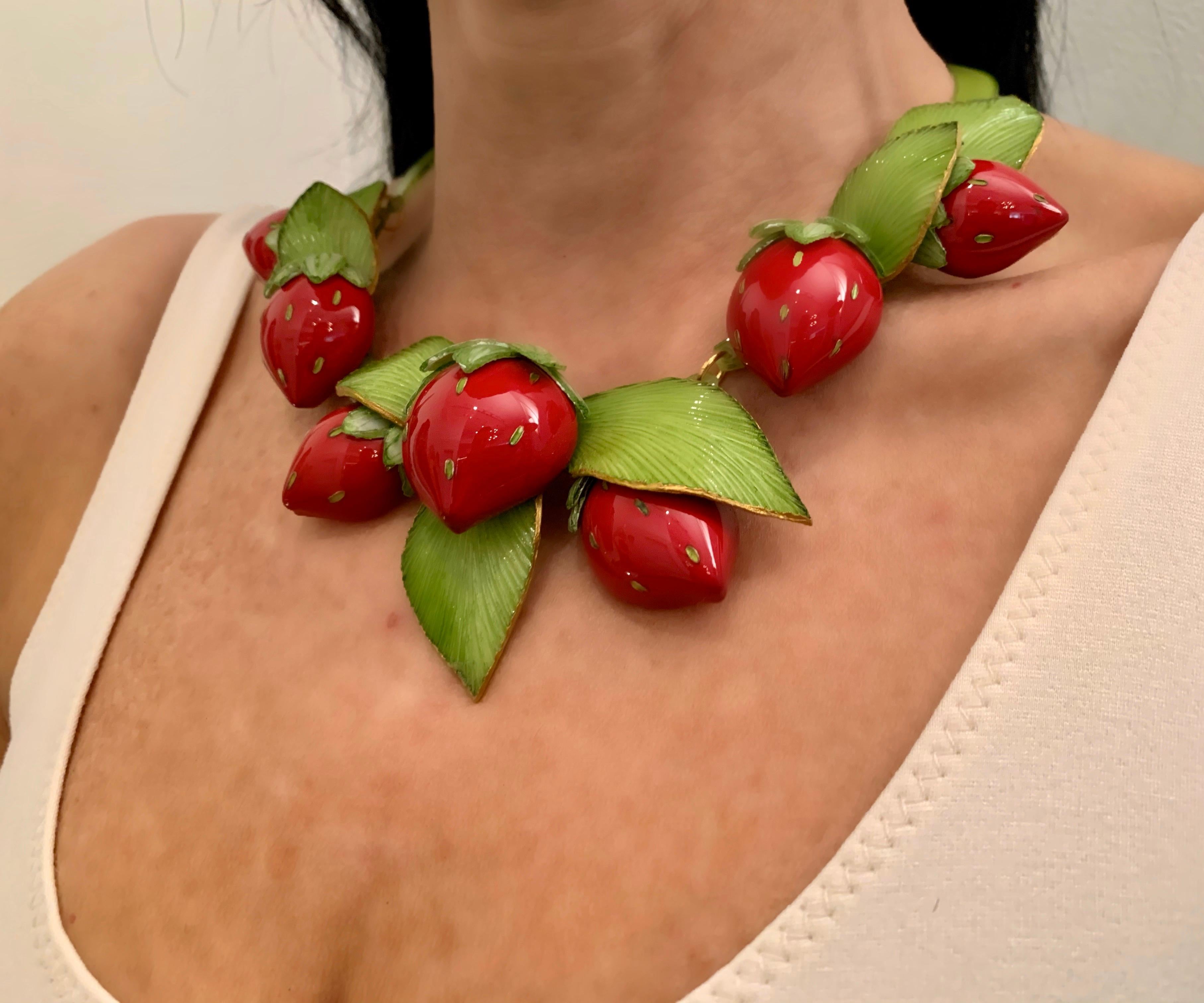 Contemporary  Strawberry Statement Necklace In New Condition In Palm Springs, CA