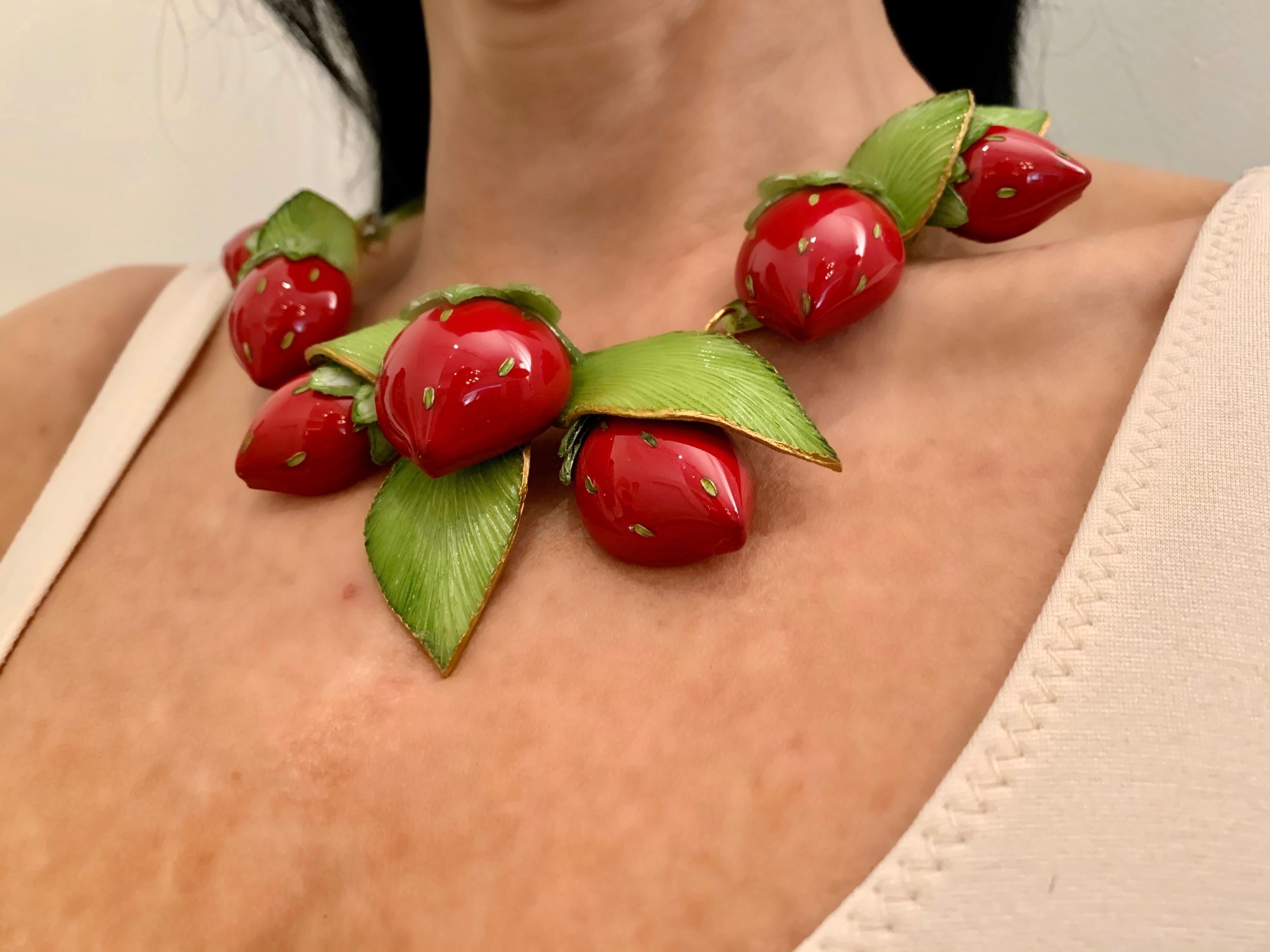 Women's Contemporary  Strawberry Statement Necklace
