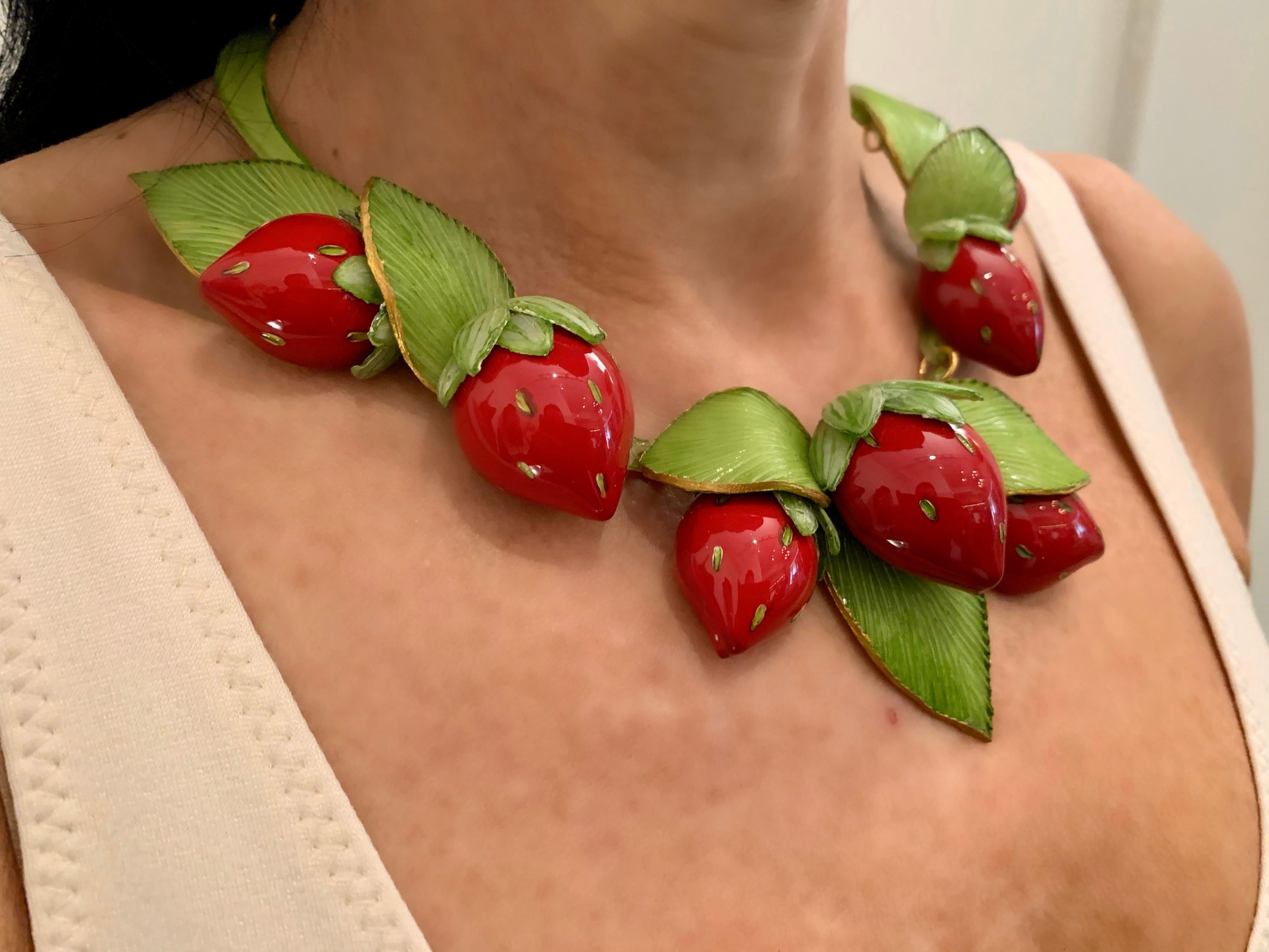 Contemporary  Strawberry Statement Necklace 1