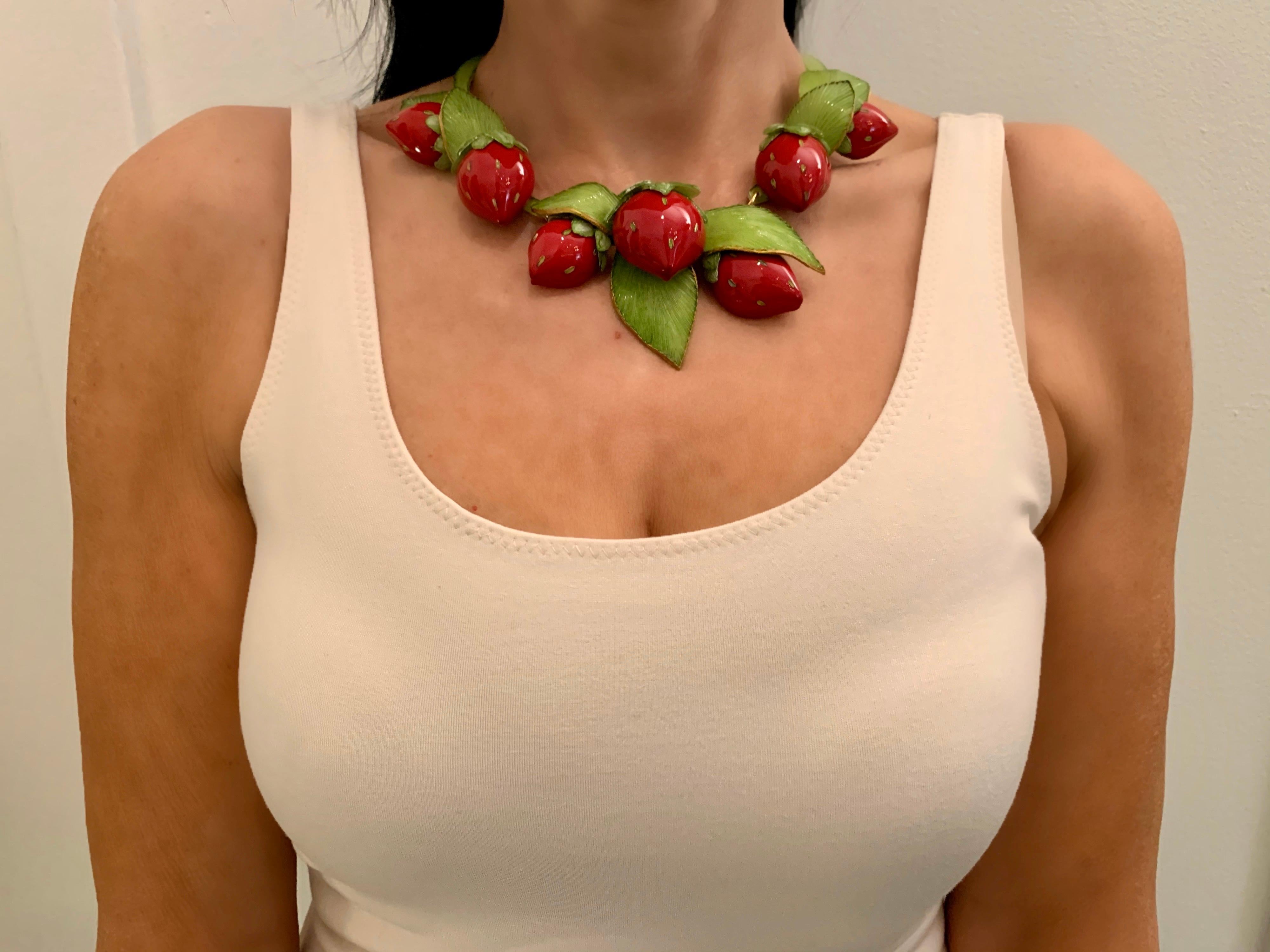 Contemporary  Strawberry Statement Necklace 2