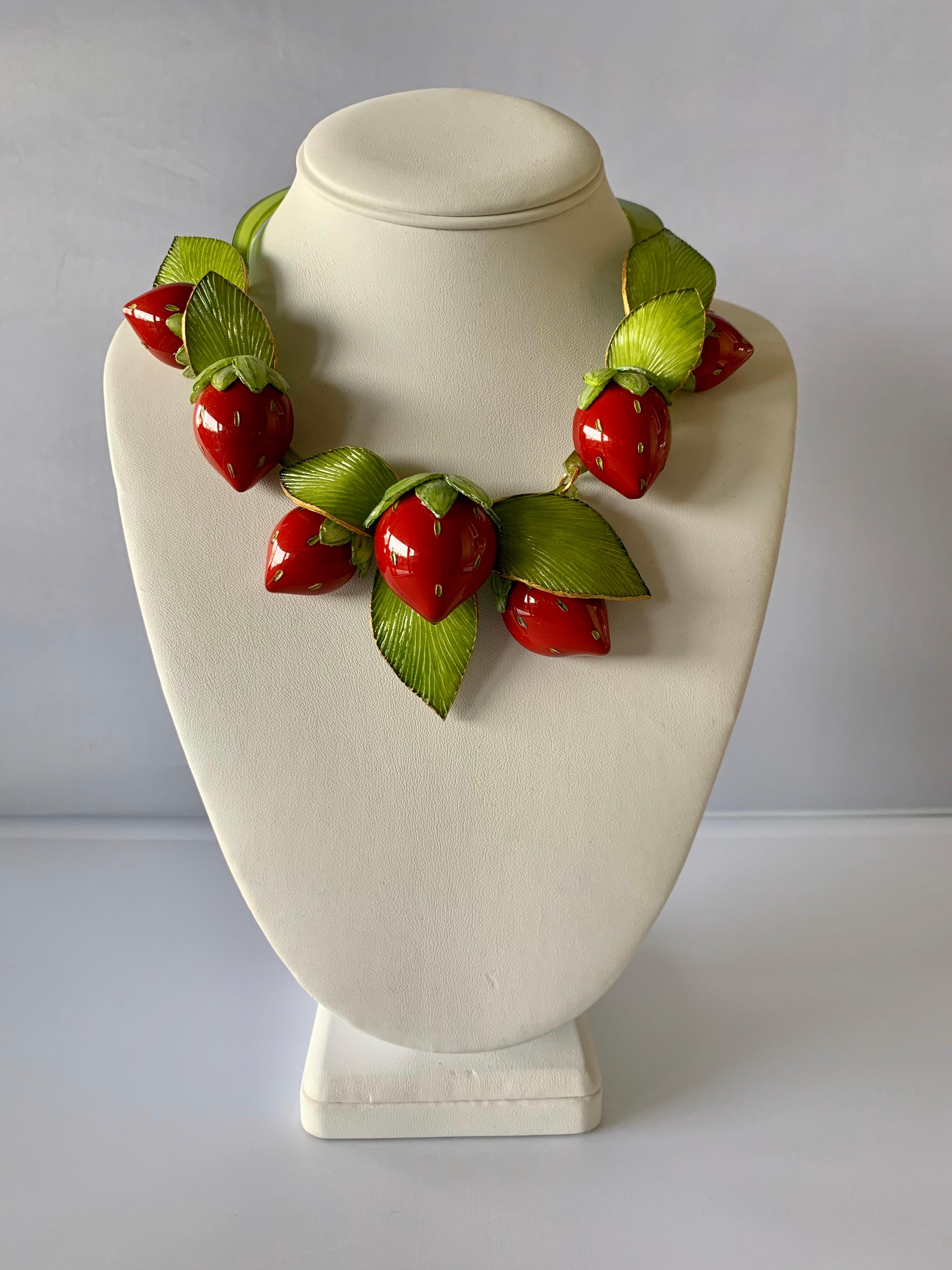 Contemporary  Strawberry Statement Necklace 3