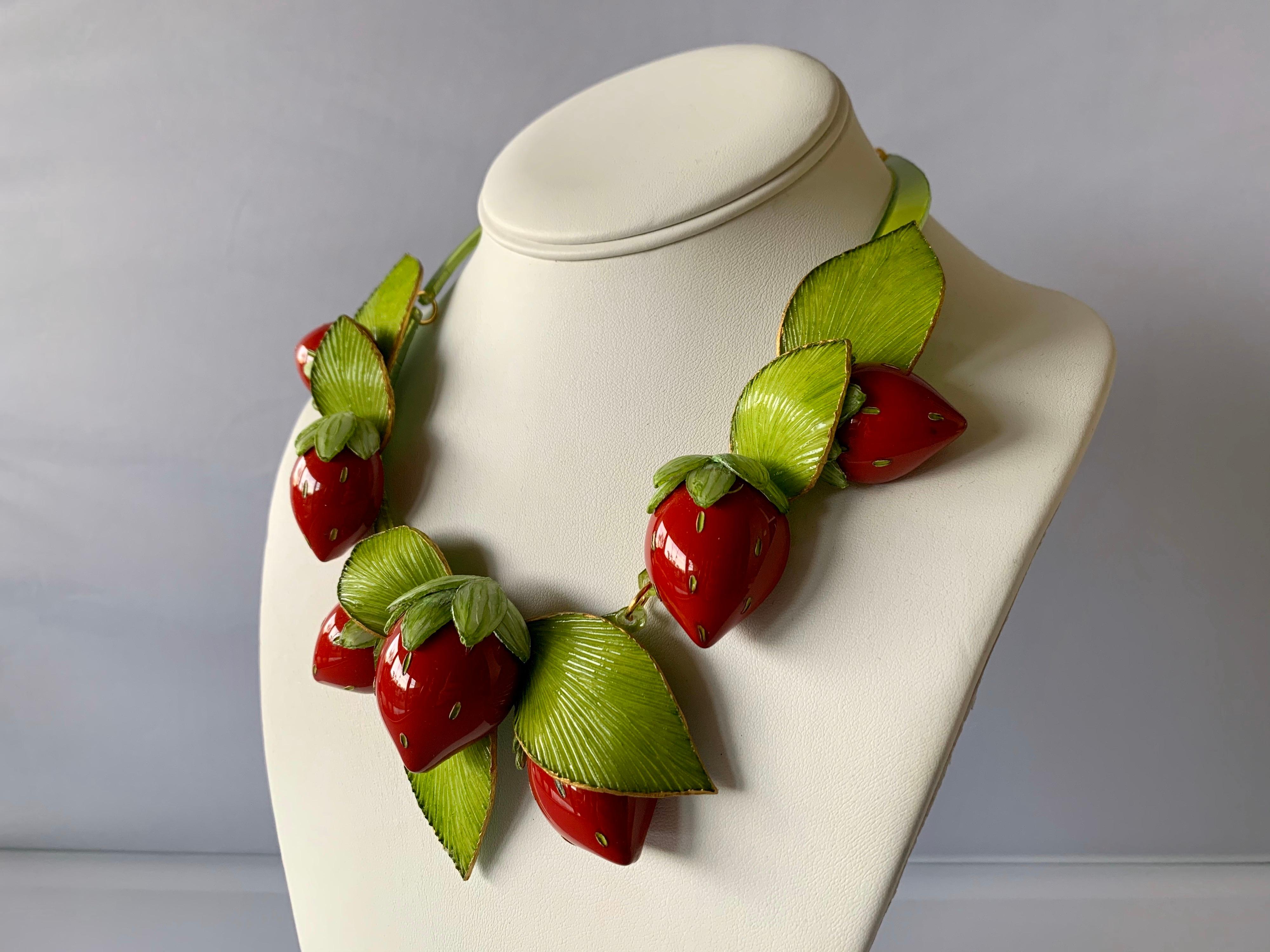 Contemporary  Strawberry Statement Necklace 4